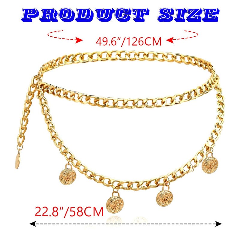 REETAN Gold Pirate Waist Chain Coin Fashion Rave Body Accessories for Women - Image 2